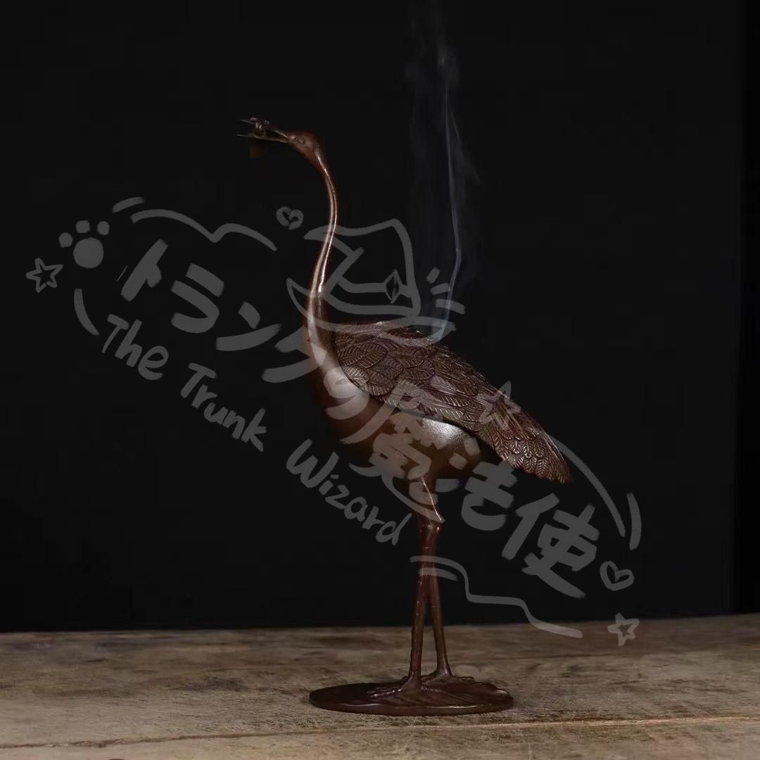 新年ギフト銅製 鶴香炉 室内檀香沈香 香炉 茶道薫炉 香道具 装飾品