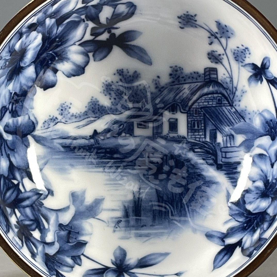 新年ギフト大清乾隆鯖山水花卉図紋碗 景徳鎮 陶磁器 装飾品 現代工芸品