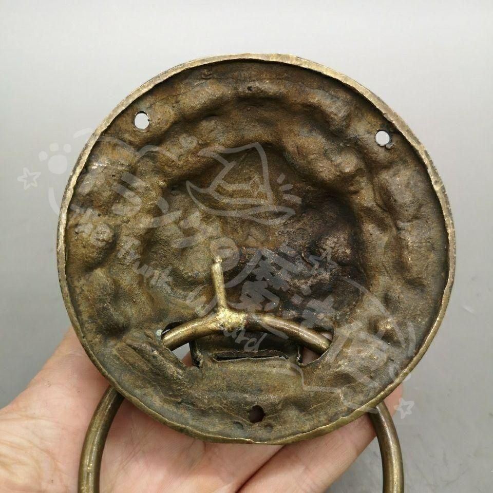 新年ギフト銅器 獣頭門環 獅子頭大門ノブ木戸門引環一対 装飾品 工芸品