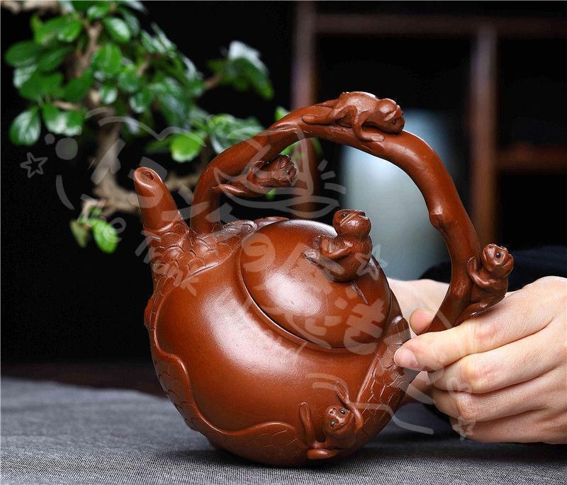 新年ギフト猿の壺紫砂壺 中国古美術 紫泥急須?茶壺?茶道具置物?古置物