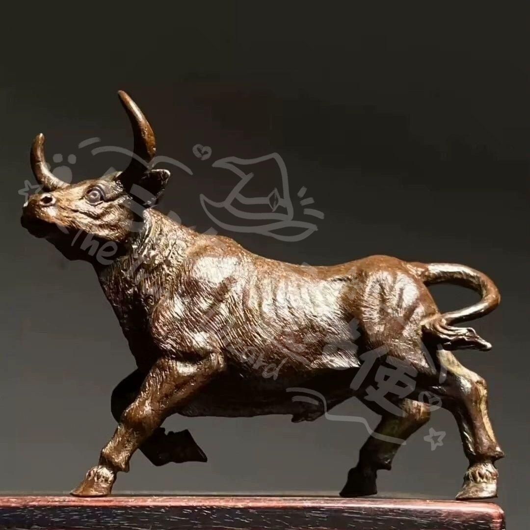 新年ギフト銅制 牛気は天を衝く 十二支牛 机 茶台茶寵 装飾品 工芸品