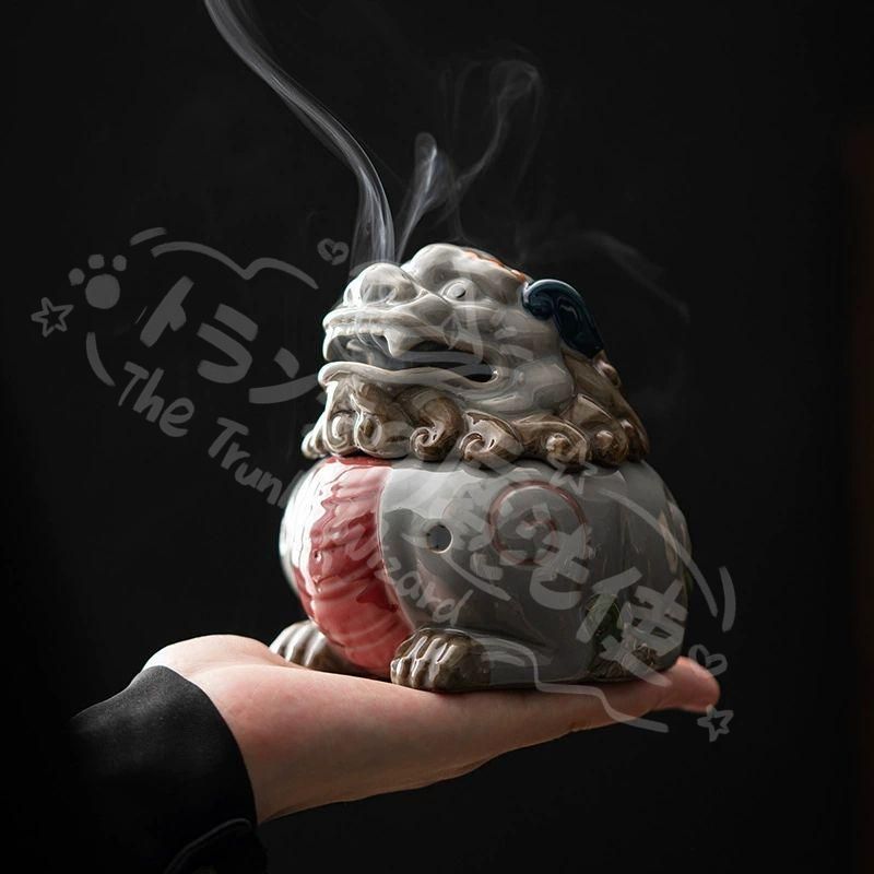 新年ギフト磁器 香炉 神獣猊彩陶香炉 香道具 茶道具 装飾品 工芸品