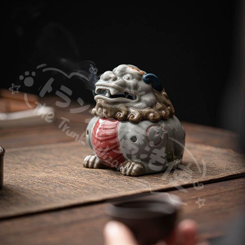 新年ギフト磁器 香炉 神獣猊彩陶香炉 香道具 茶道具 装飾品 工芸品