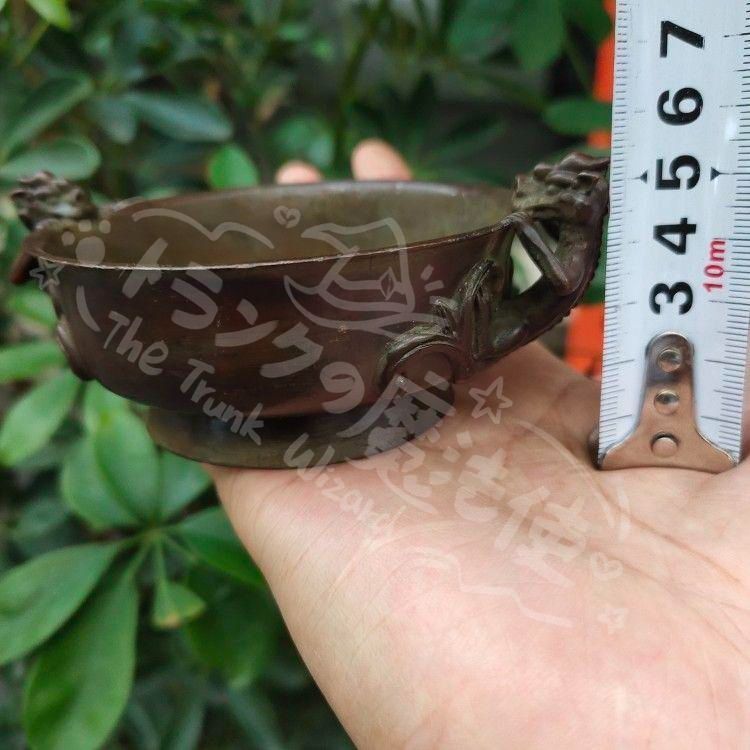 新年ギフト双龍耳香炉 筆舐 銅器 オンライン 書道具 文房具 工芸品