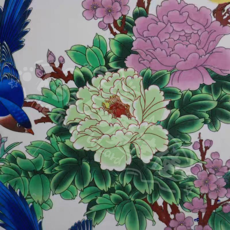 新年ギフト景徳鎮 花鳥図陶板画 応接間 書斎 懸掛 装飾品 工芸品 美術