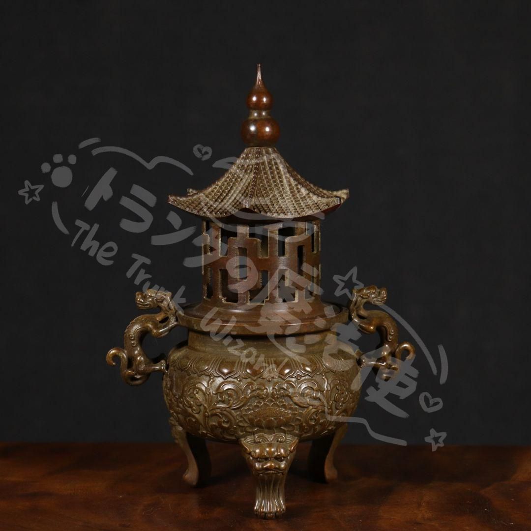 新年ギフト銅器 太上老君錬丹炉 三足鼎 供養塔薫炉 香道具 装飾品 置物