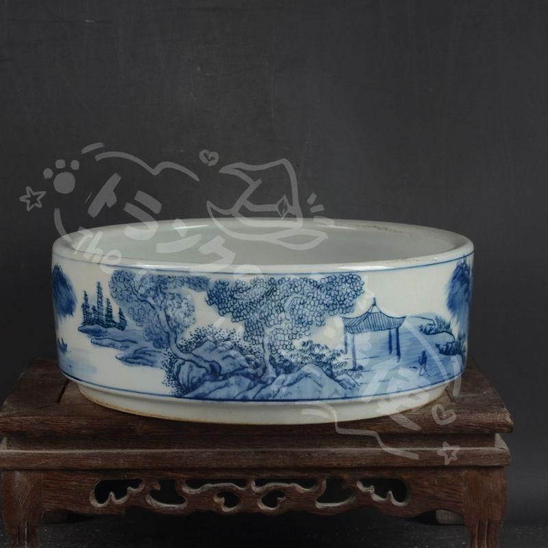 販売済み 新年ギフト鯖山水 庭楼 筆洗 水仙の鉢 陶磁器 装飾品 現代