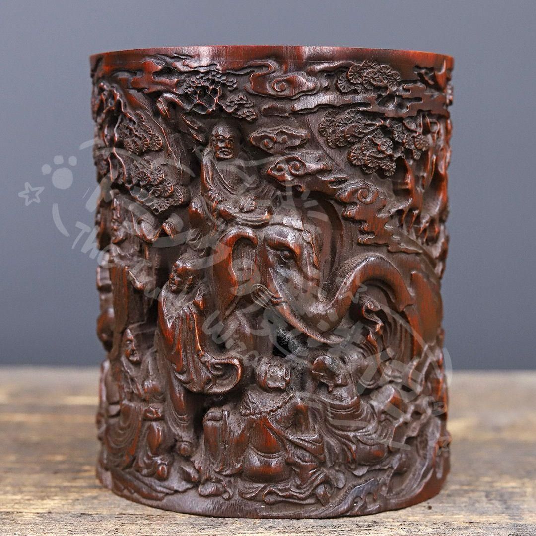 竹 彫刻 十八羅漢筆箱 書道具 文房具 現代工芸品 美術品 置物 新年ギフト竹 細工 彫刻 十八羅漢筆筒 書道具 安い 文房具 工芸品 置物