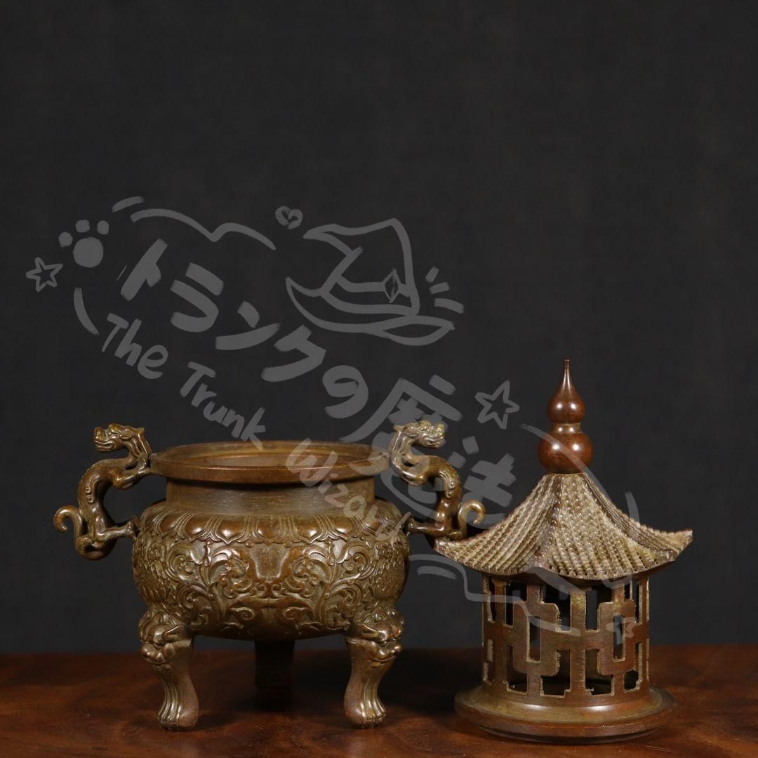 新年ギフト銅器 太上老君錬丹炉 三足鼎 供養塔薫炉 香道具 装飾品 工芸