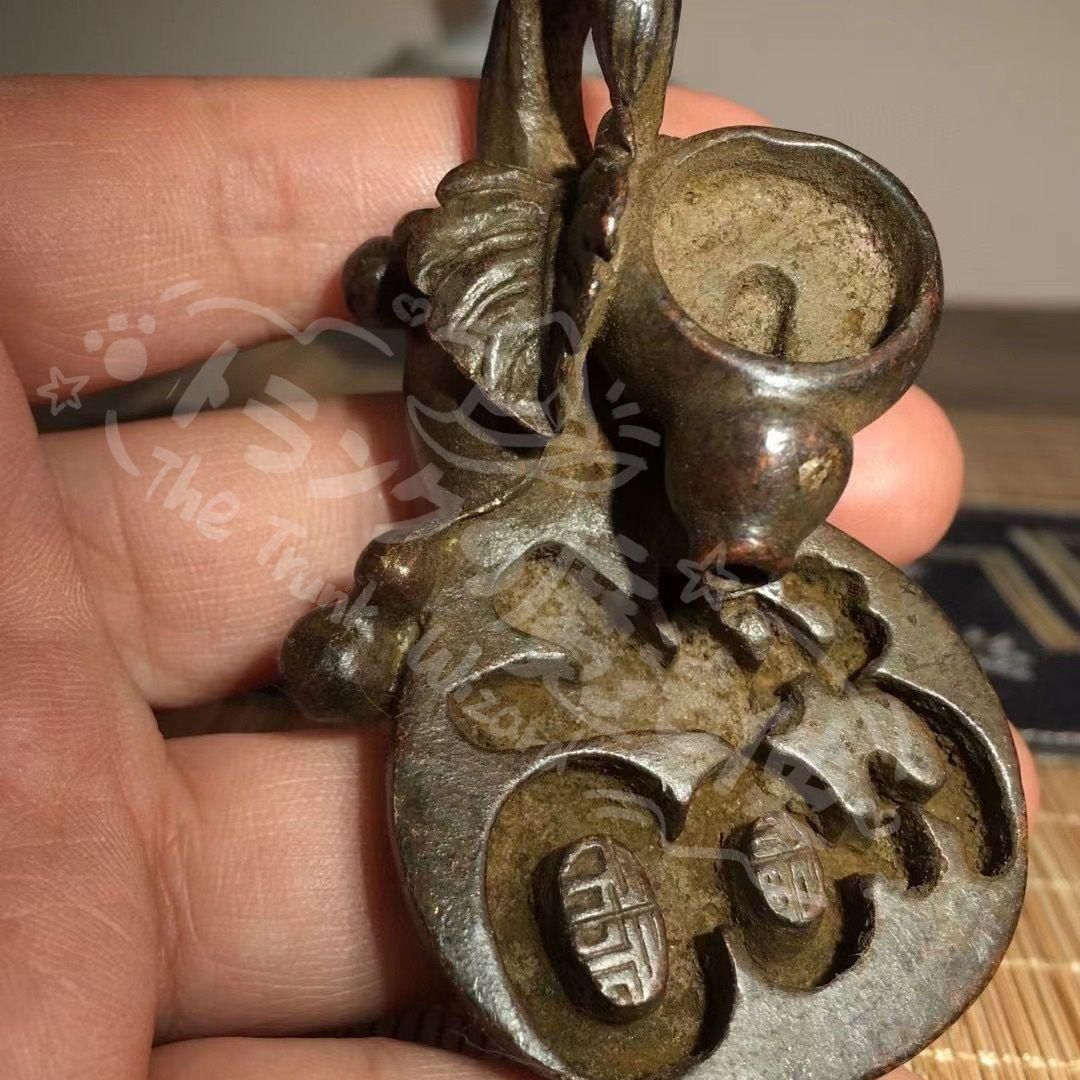 新年ギフト銅細工 瓢?福字倒流香炉 香道具 装飾品 工芸品 美術品 置物