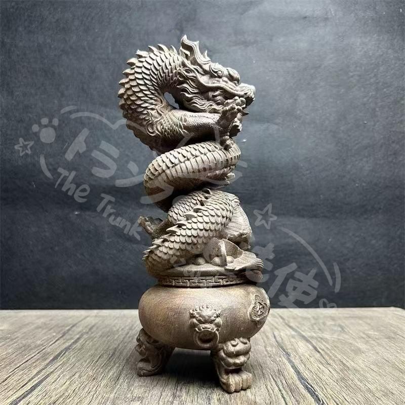 新年ギフト竜 木彫り 仏教美術 縁起物 開運風水 招財 装飾品 置物