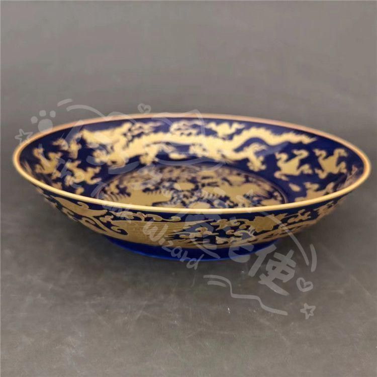 新年ギフト彩絵龍鳳紋盤 中国古美術 茶道具 香道具 装飾品 工芸品 美術