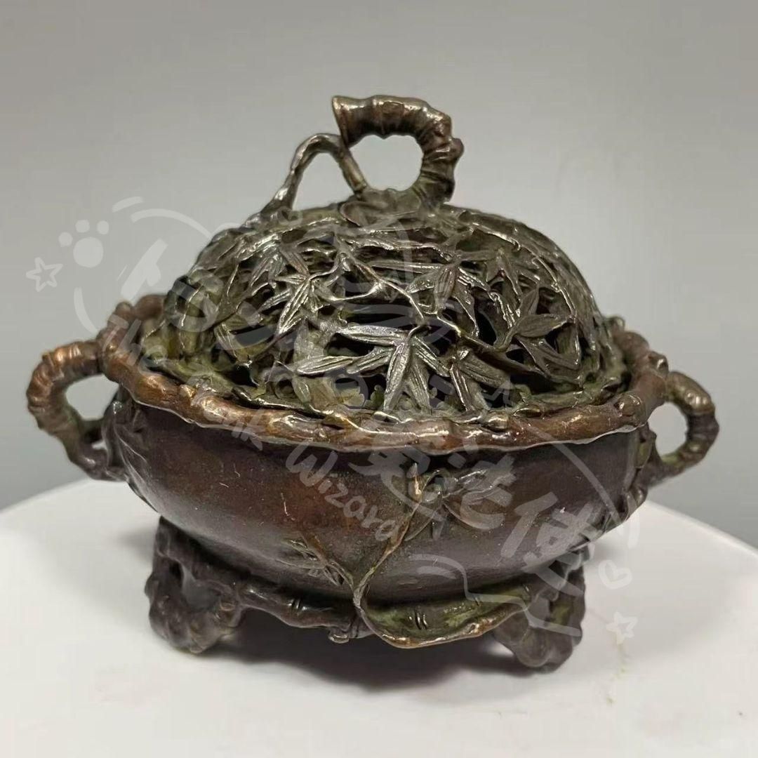 新年ギフト香道具 香炉 竹紋 透かし彫り 室内薫香炉 茶道香炉 装飾品