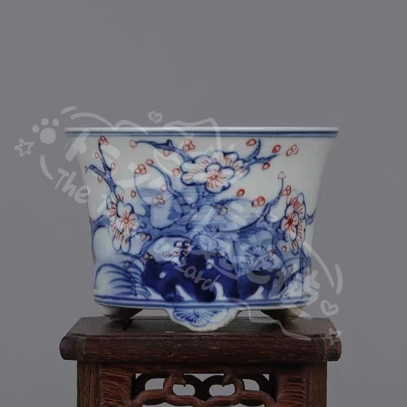 新年ギフト花紋盆栽鉢 青磁鉢 山野草鉢 多肉植物 植木鉢 小品大品盆栽