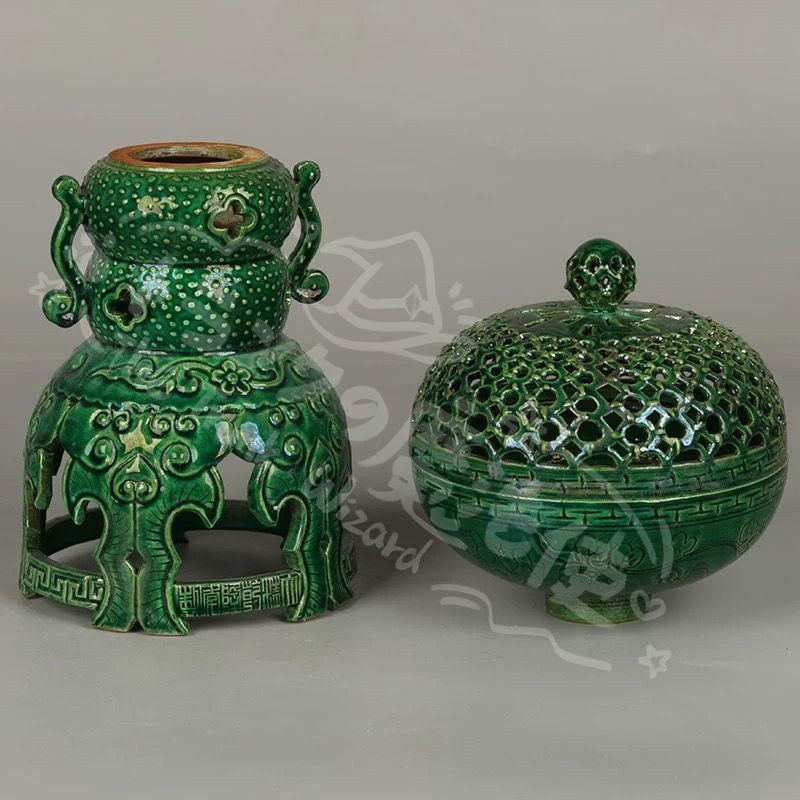 新年ギフト三節透かし彫りの香炉 景徳鎮 陶磁器 装飾品 置物 陶芸