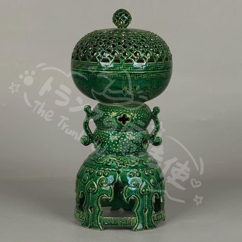 新年ギフト三節透かし彫りの香炉 景徳鎮 陶磁器 装飾品 置物 陶芸