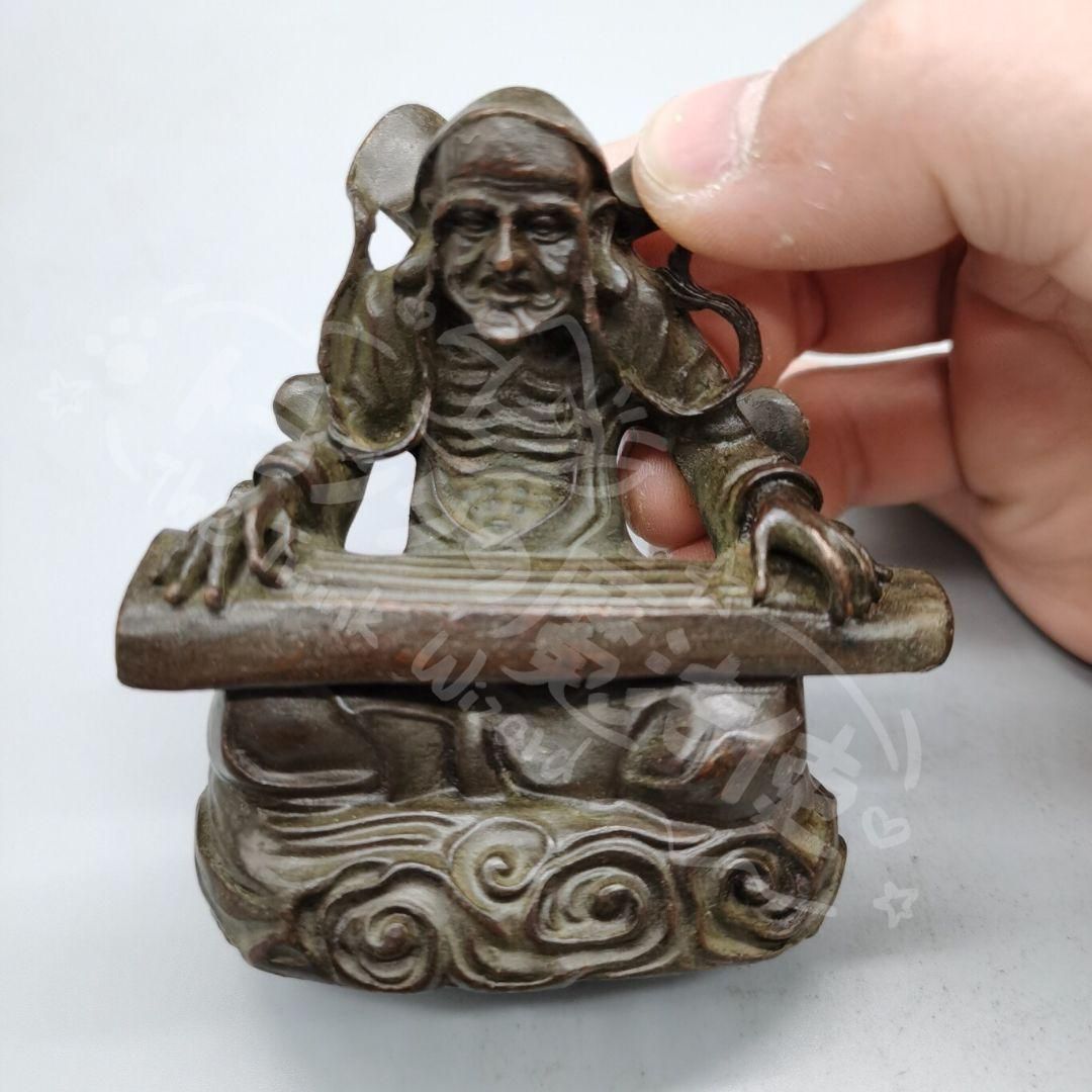 新年ギフト銅器 菩提達磨祖師撫琴 装飾品 現代工芸品 美術品 置物