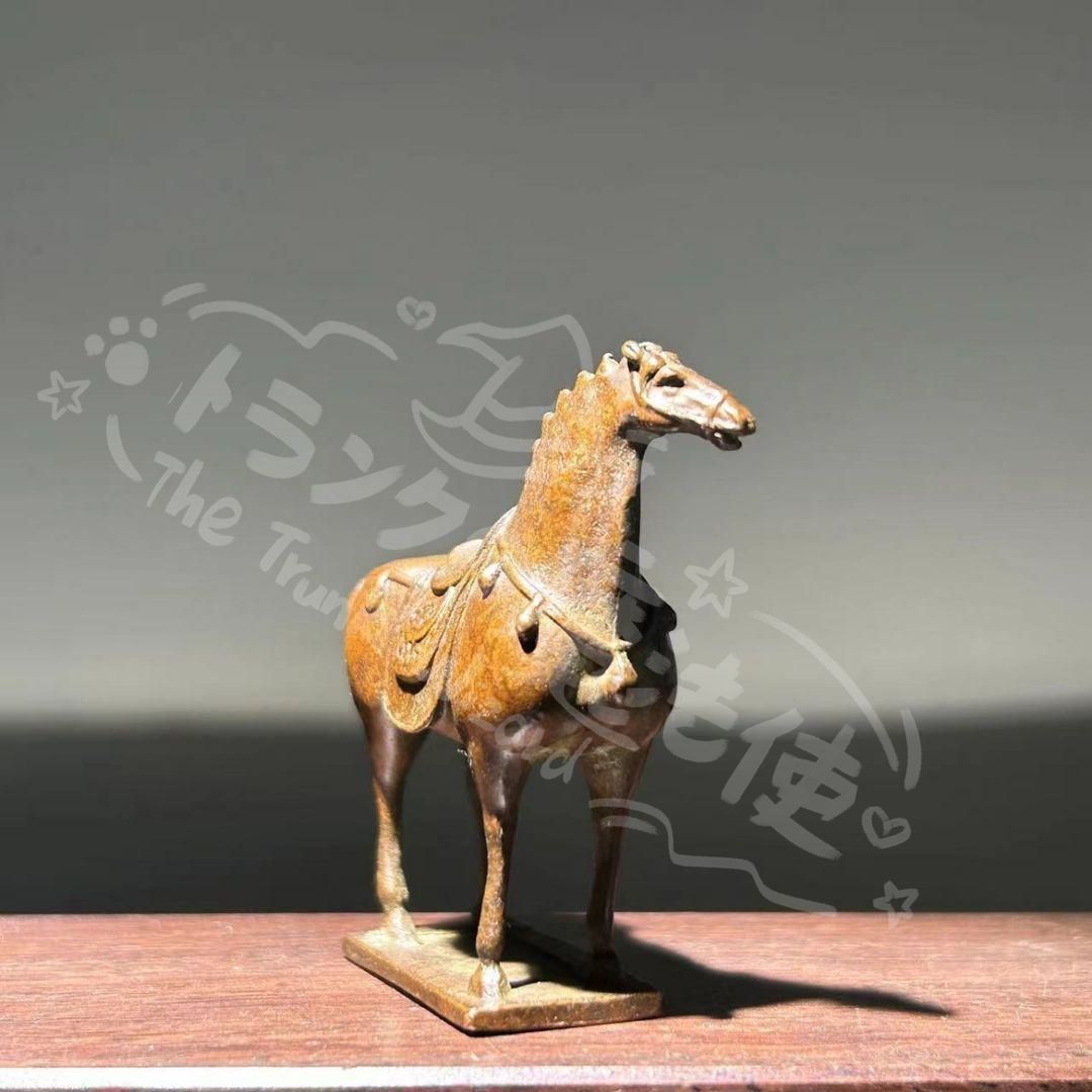 新年ギフト銅製 唐馬 茶台茶寵 卓面 置物 装飾品 工芸品 置物