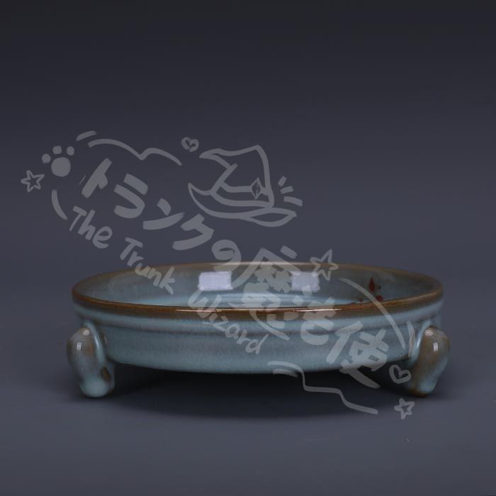 新年ギフト宋代汝窯天青釉加彩花鳥文三足洗 景徳鎮 陶磁器 装飾品 現代