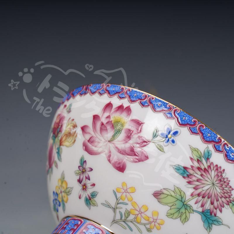 美術品・アンティーク・コレクション 新年ギフト清乾隆磁器琺瑯彩花碗