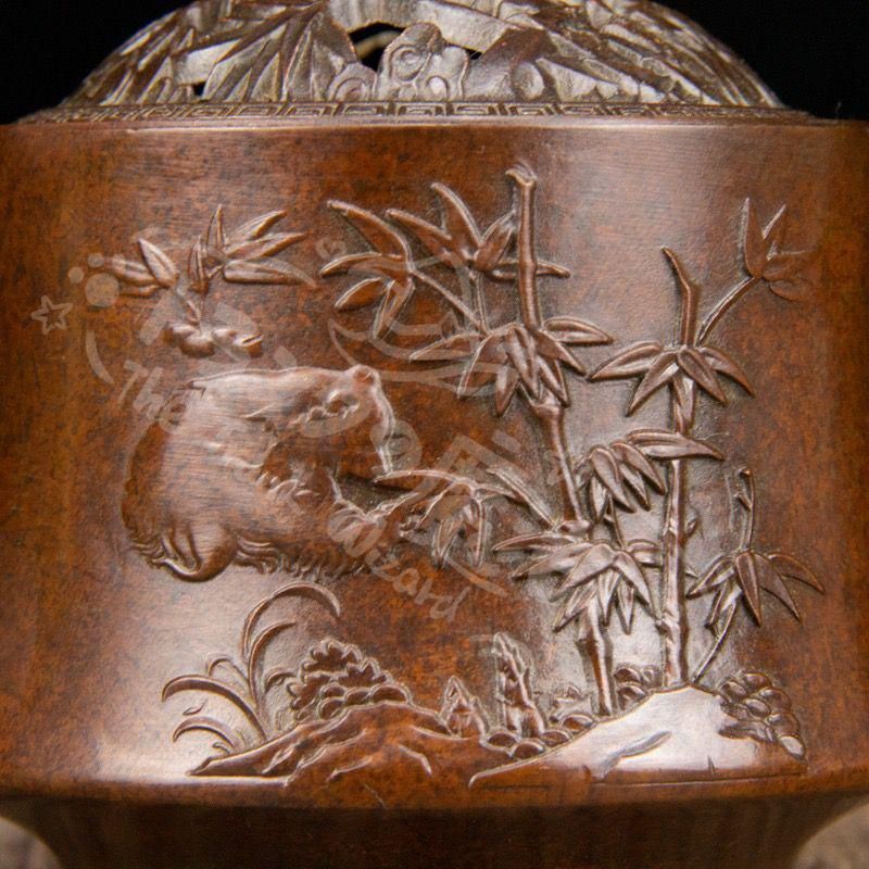 新年ギフトパンダ文竹薫香炉 香道具 蓋置 置物