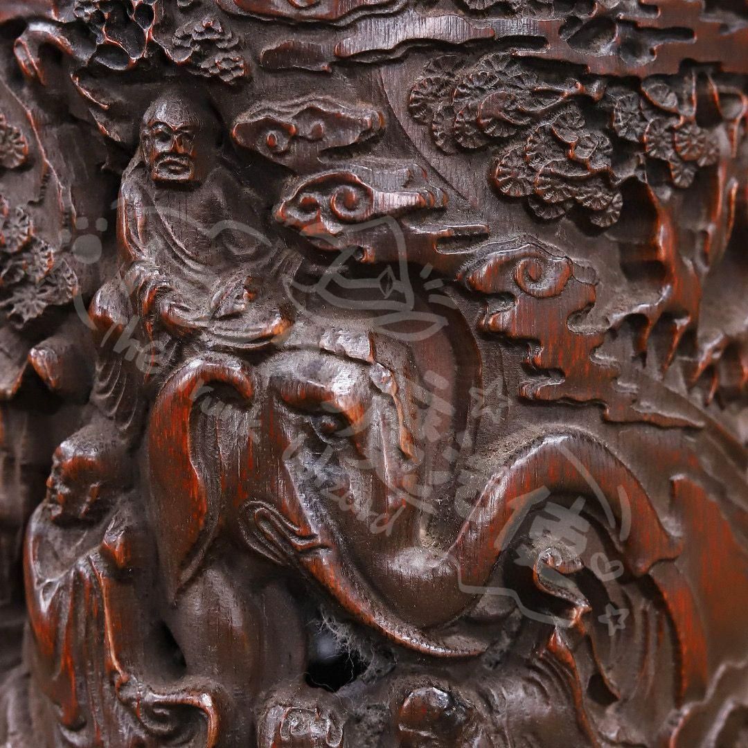 新年ギフト竹 細工 彫刻 十八羅漢筆筒 書道具 文房具 工芸品 置物