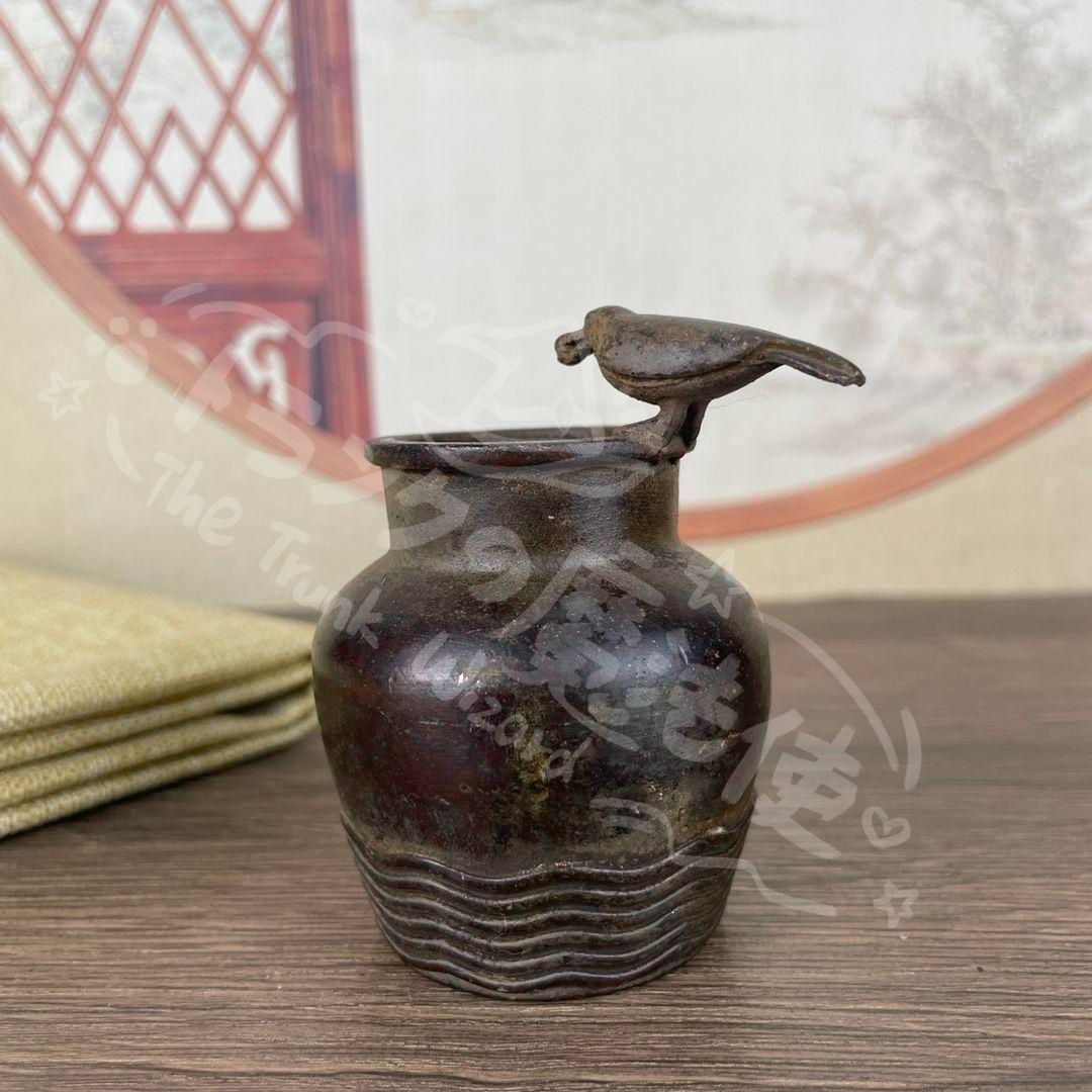 新年ギフト銅製 松竹花鳥高浮彫銅器花瓶 装飾品 現代工芸品 置物