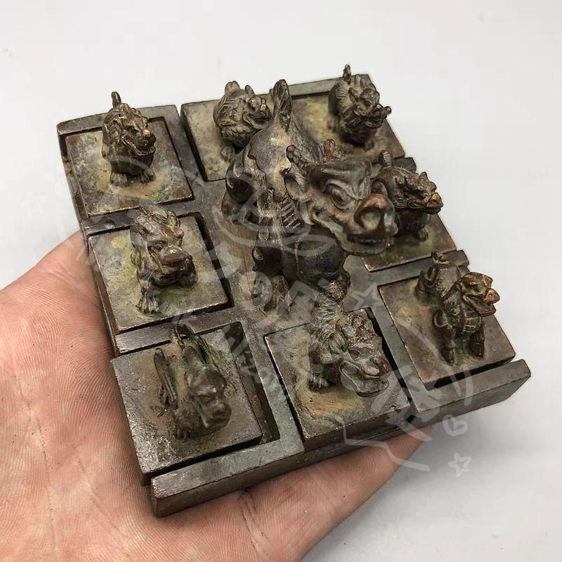 新年ギフト九龍印章 子母印章 銅製 書道具 文房具 装飾品 工芸品 置物