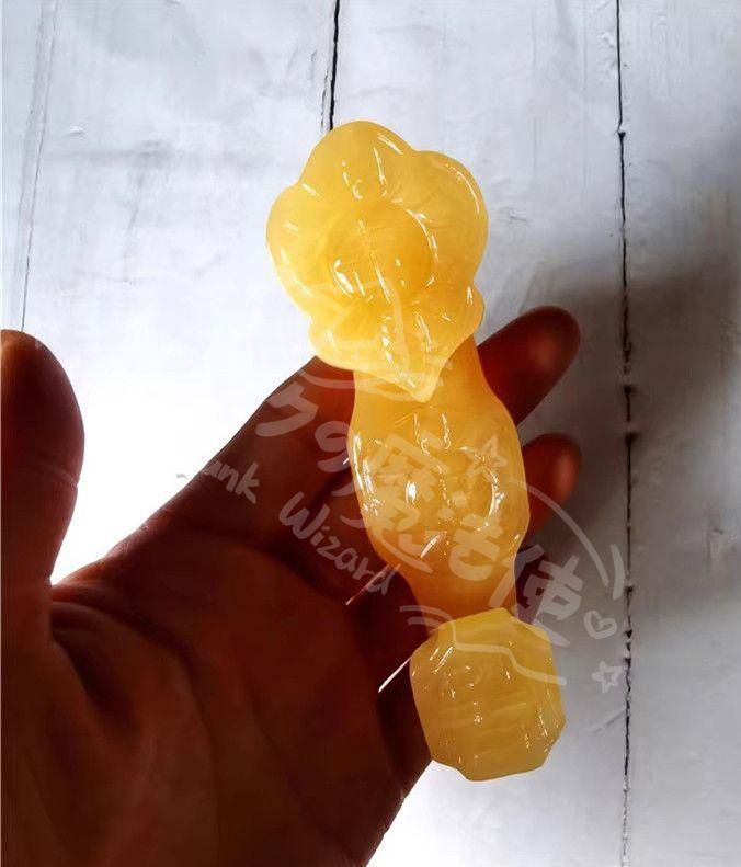 新年ギフト天然玉の彫刻米黄玉如意の置物 装飾品