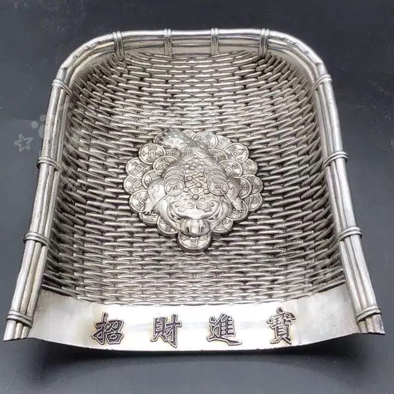 新年ギフトヒキガエル箕 開運 茶道具 装飾品 工芸品 美術品 置物CZW1207P214