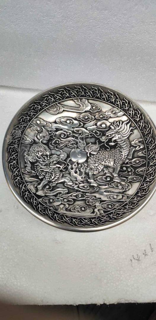 新年ギフト銅器 重工 彫刻 祥雲瑞獣麒麟銅盤 装飾品 工芸品 美術品