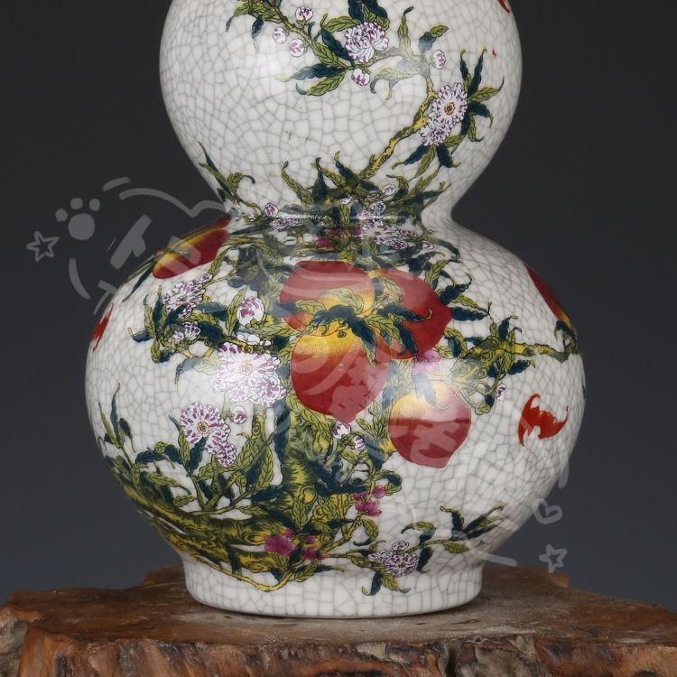 新年ギフト大清乾隆粉彩九桃紋瓢瓶 景徳鎮 陶磁器 装飾品 現代工芸品
