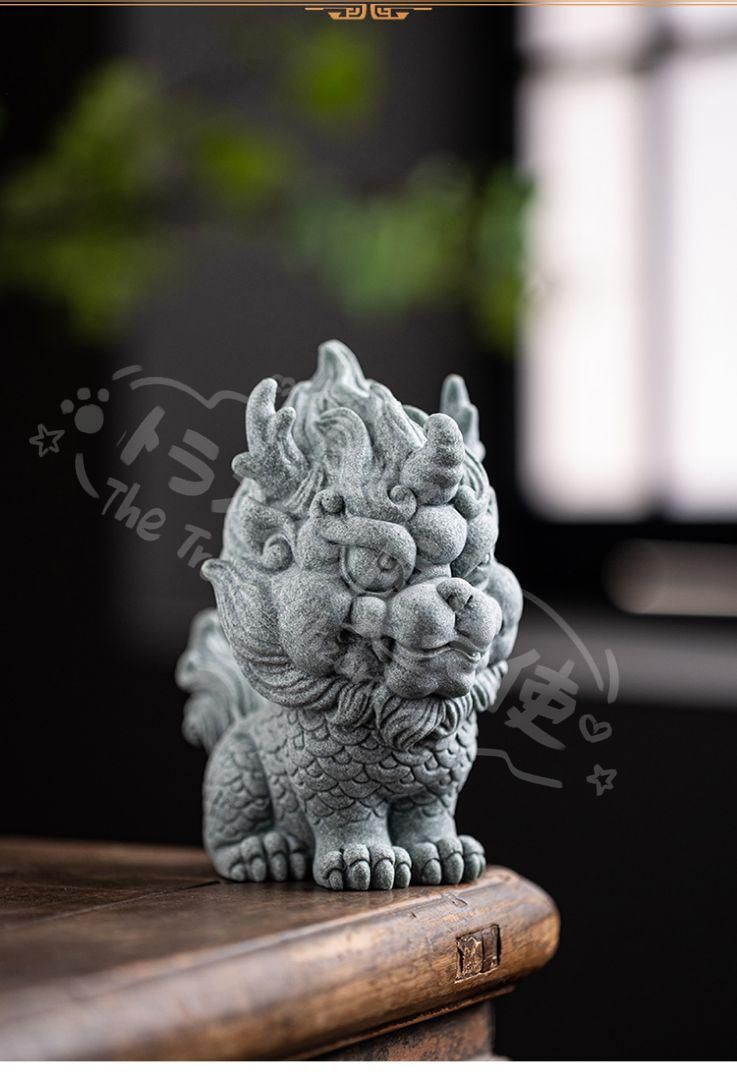新年ギフト青砂石 瑞獣 麒麟 茶寵 茶道具 装飾品 現代 置物