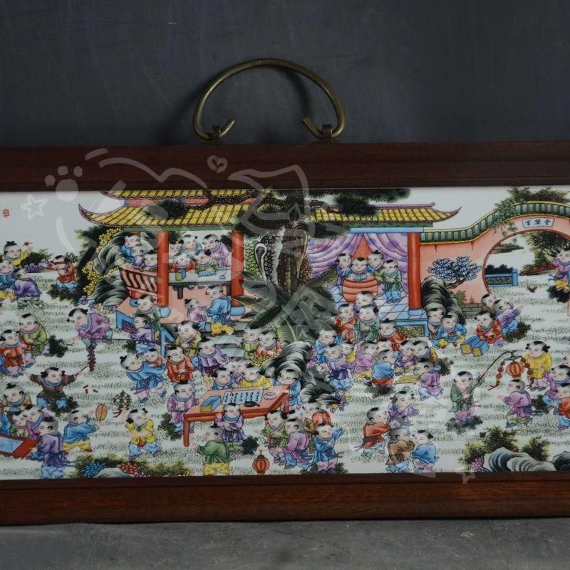 新年ギフト景徳鎮 陶板画百子図 応接間 セール中 書斎 懸掛 装飾品