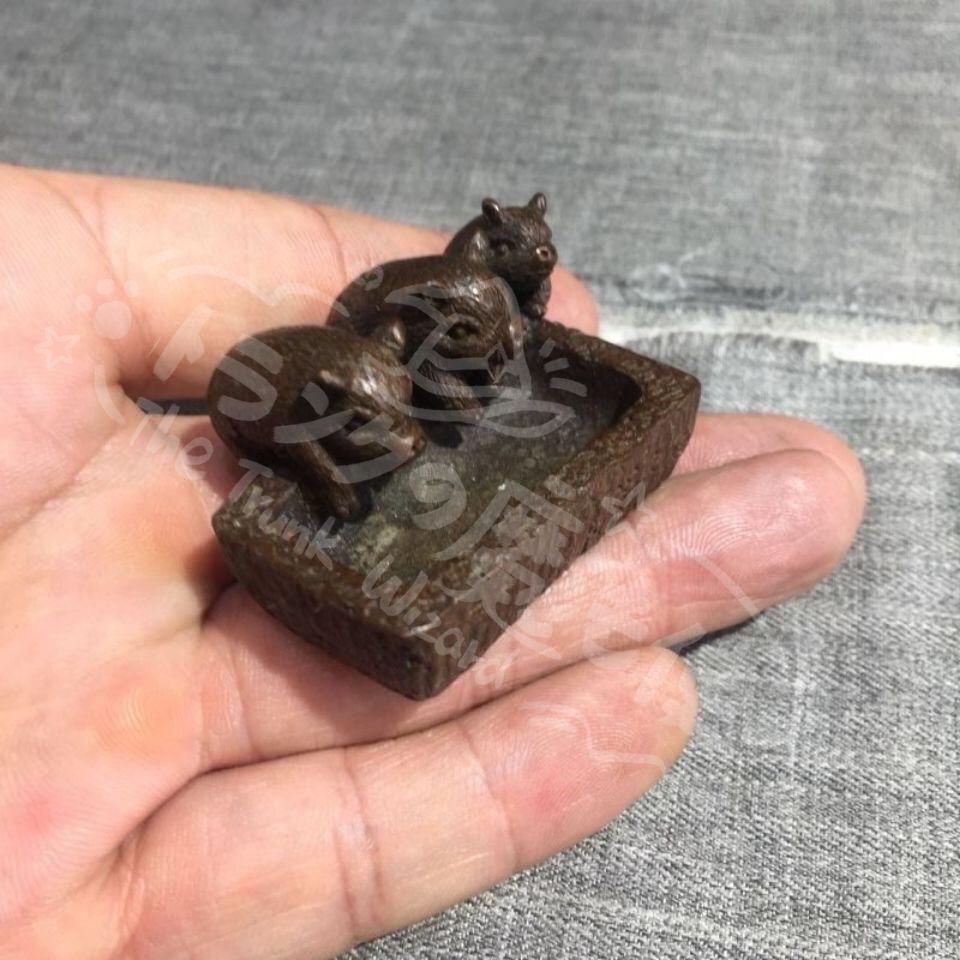 新年ギフト銅器 三匹小猪 茶道具 茶寵 工芸品 美術品 置物CZW1207P684