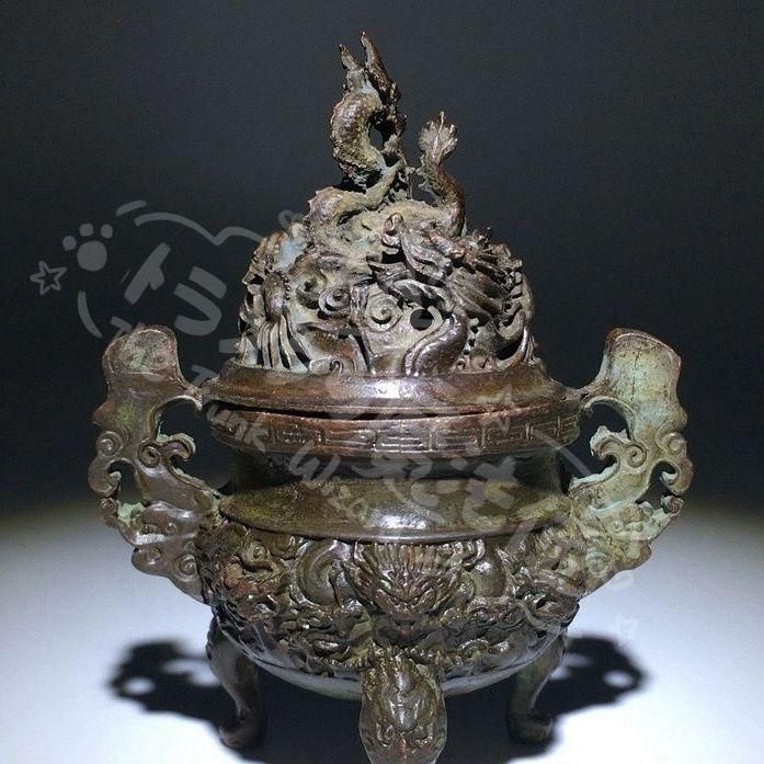 新年ギフト銅 細工 九龍香炉 三足鼎薫香炉 香道具 装飾品 工芸品 置物