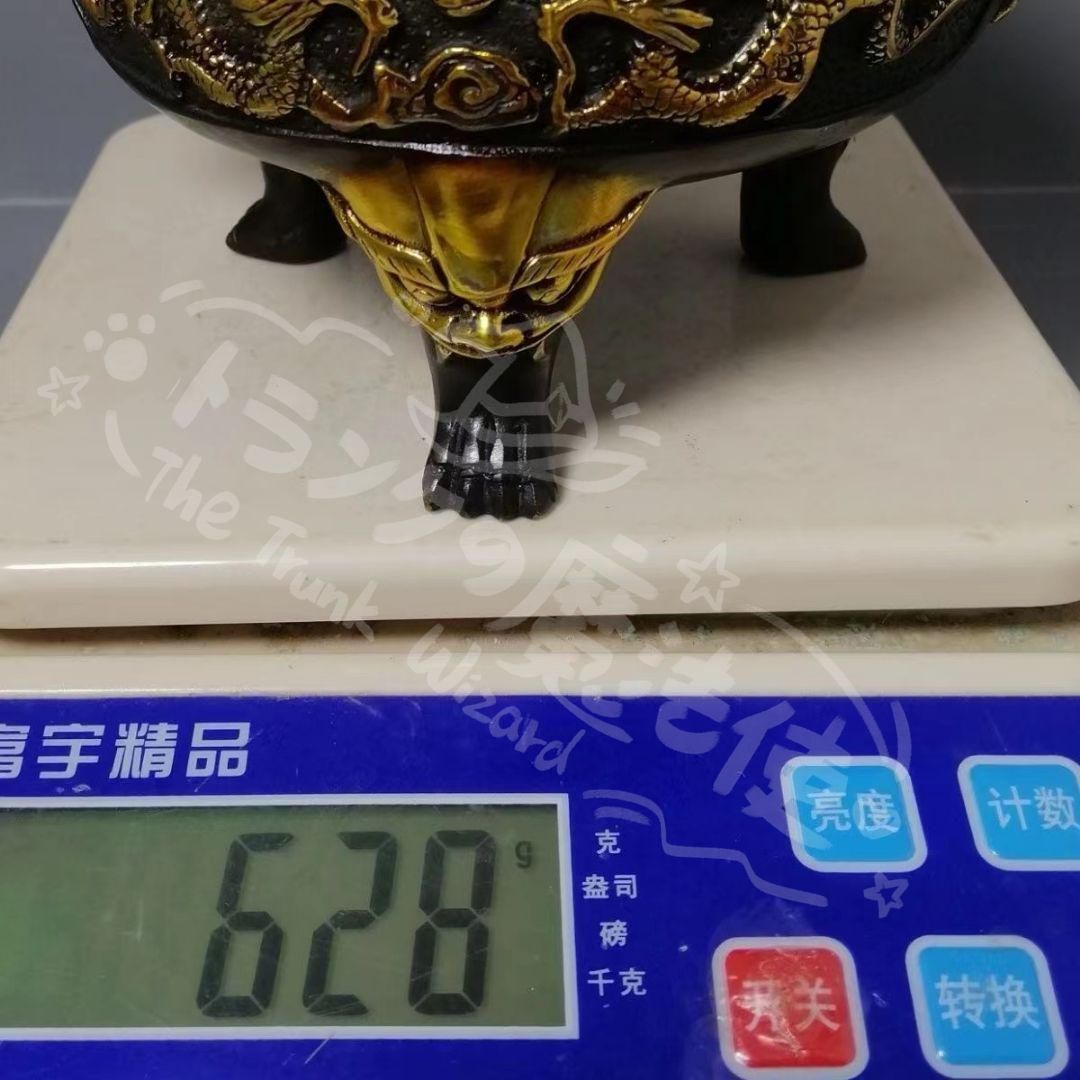 新年ギフト双龍戯珠香炉 銅製 香道具 装飾品 工芸品 美術品 置物