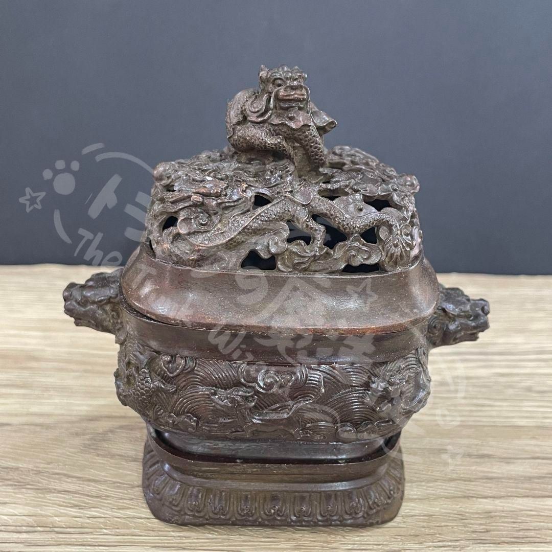 新年ギフト銅 細工 九龍宣徳三足炉 焼香炉 仏具 香道具 装飾品 工芸品