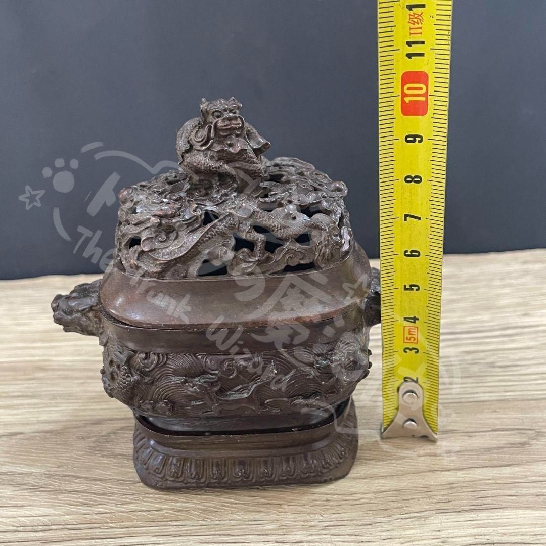 新年ギフト銅 細工 九龍宣徳三足炉 焼香炉 仏具 香道具 装飾品 工芸品