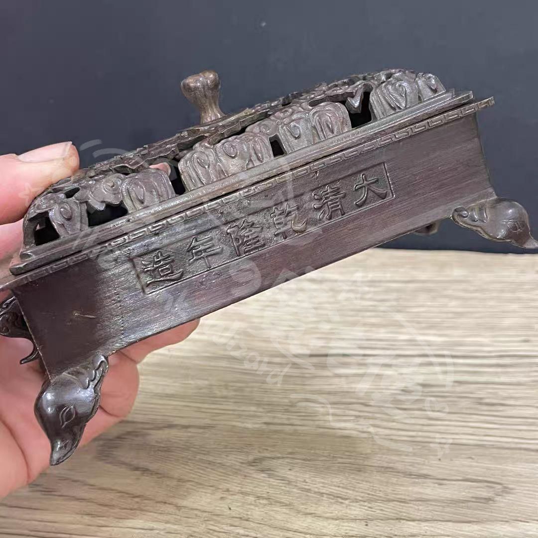 新年ギフト臥香炉 長炉 四足祥雲紋薫香炉 線香炉 香道具 装飾品 工芸品 美術品 置物