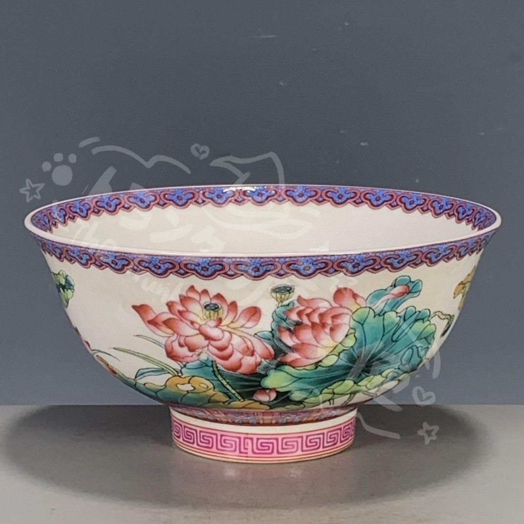 新年ギフト清代の乾隆 粉彩蓮花碗 景徳鎮 陶磁器 現代工芸品 美術品