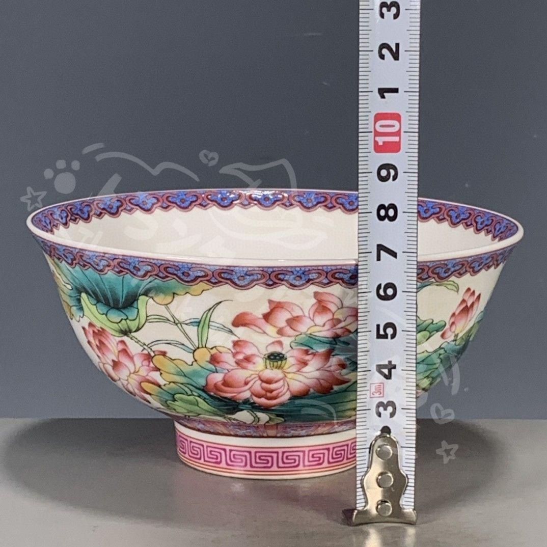 新年ギフト清代の乾隆 粉彩蓮花碗 景徳鎮 陶磁器 現代工芸品 美術品