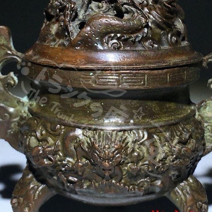 新年ギフト銅 細工 九龍香炉 三足鼎薫香炉 香道具 装飾品 工芸品 置物
