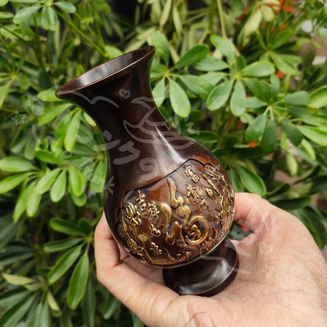 新年ギフト銅細工 金福の花瓶 装飾品 工芸品 美術品 置物CZW1207P876