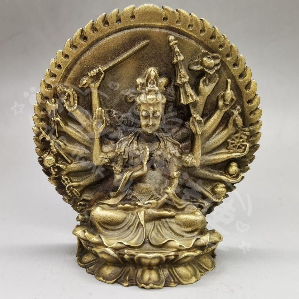 新年ギフト銅器 千手観音 仏像 装飾品 工芸品 美術品 置物CZW1207P664