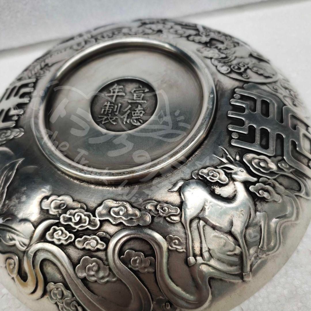 新年ギフト銅器 重工 彫刻 祥雲瑞獣麒麟銅盤 装飾品 工芸品 美術品