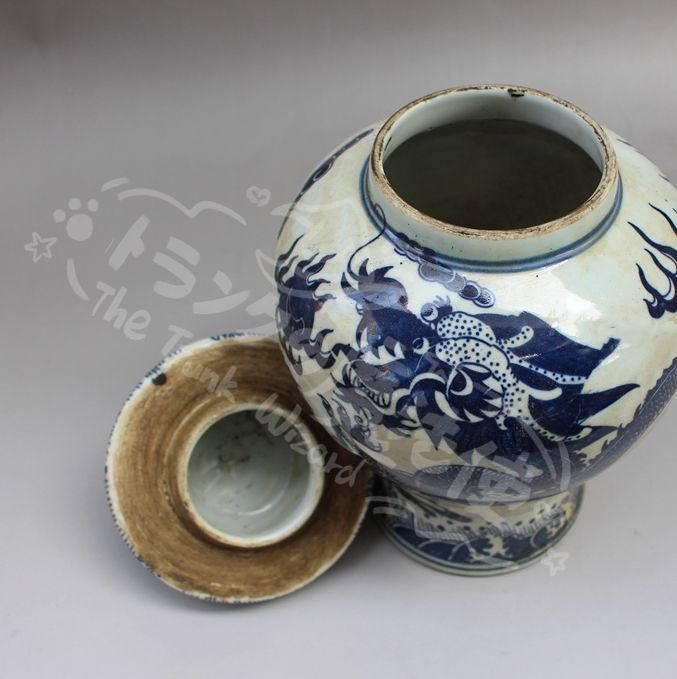 新年ギフトサバ竜紋将軍缶 景徳鎮 陶磁器 装飾品 工芸品 美術品 置物