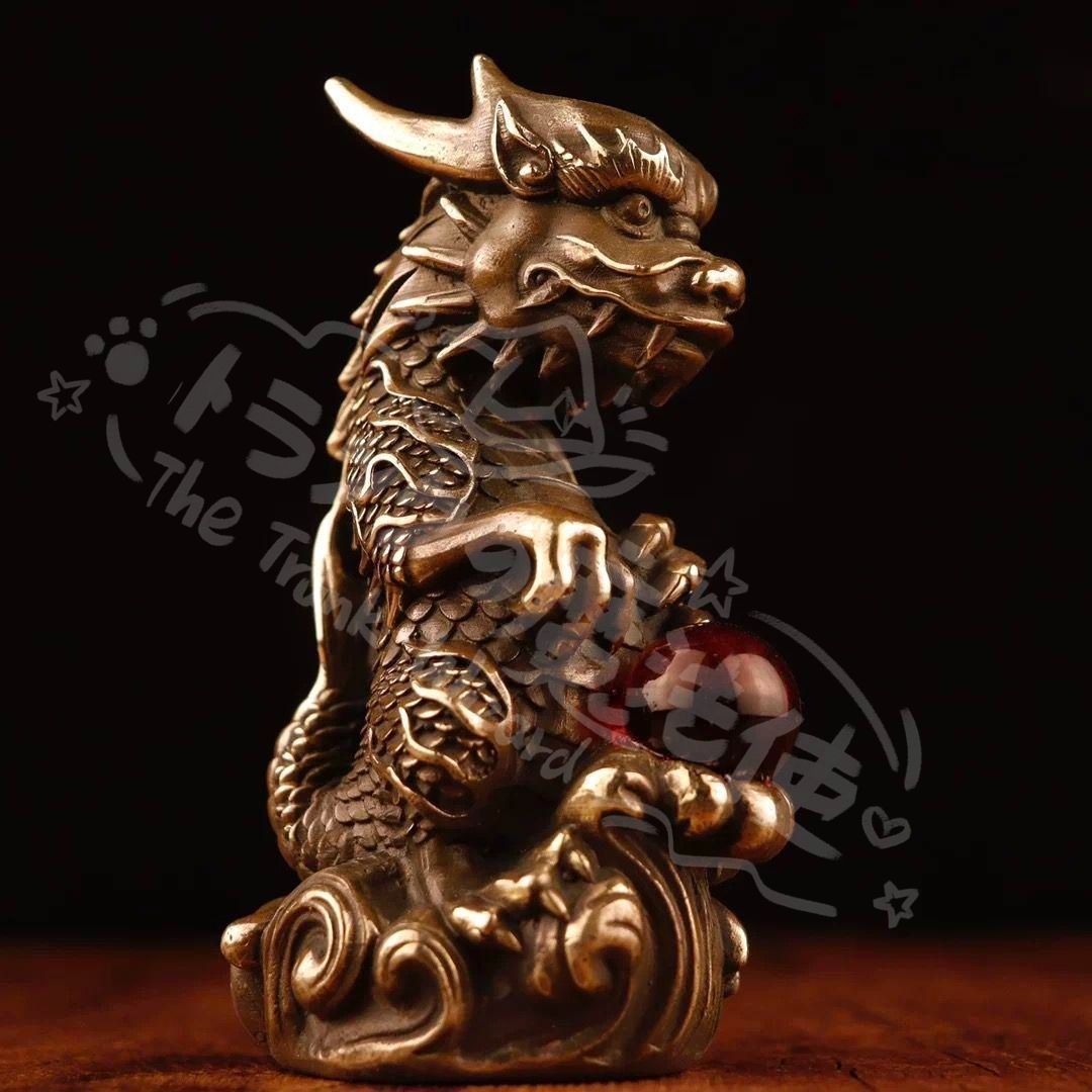 新年ギフト十二支竜戯珠 縁起物 客間 茶台 机 事務室 風水開運 装飾品 工芸品 置物