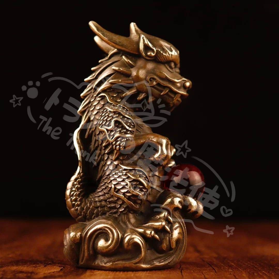 新年ギフト十二支竜戯珠 縁起物 客間 茶台 机 事務室 風水開運 装飾品 置物