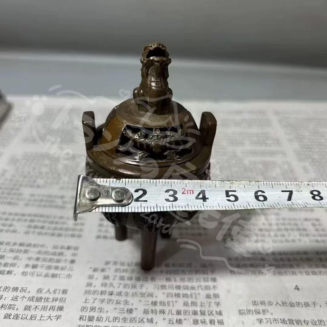 三本足の耳蓮華薫香炉 銅製 工芸品 美術品 置物 金属工芸 アンティーク